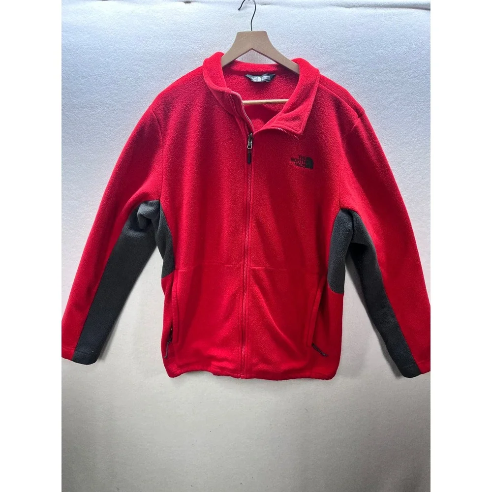 The North Face Khumba Fleece Jacket Mens S Red Gray Warm Comfy Soft‎